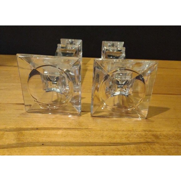 2 SHANNON Crystal‎ Candle Holders Candle Sticks Square Shape 10\